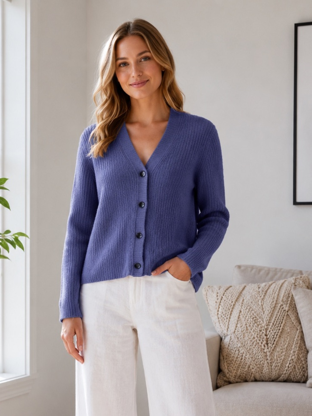 Athleta Layover Button Down Cardigan Merino Wool Purple size Small